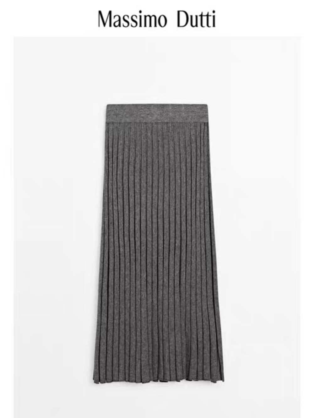 Massimo Dutti Charcoal Gray Pleated Maxi Skirt